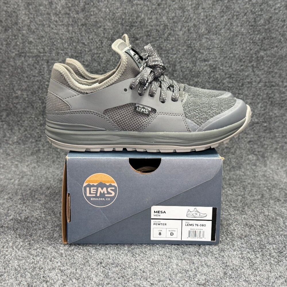 Lems Mesa Hiking Shoes Men's 8 Pewter‎ Grey Athletic Outdoor Walking Sneakers